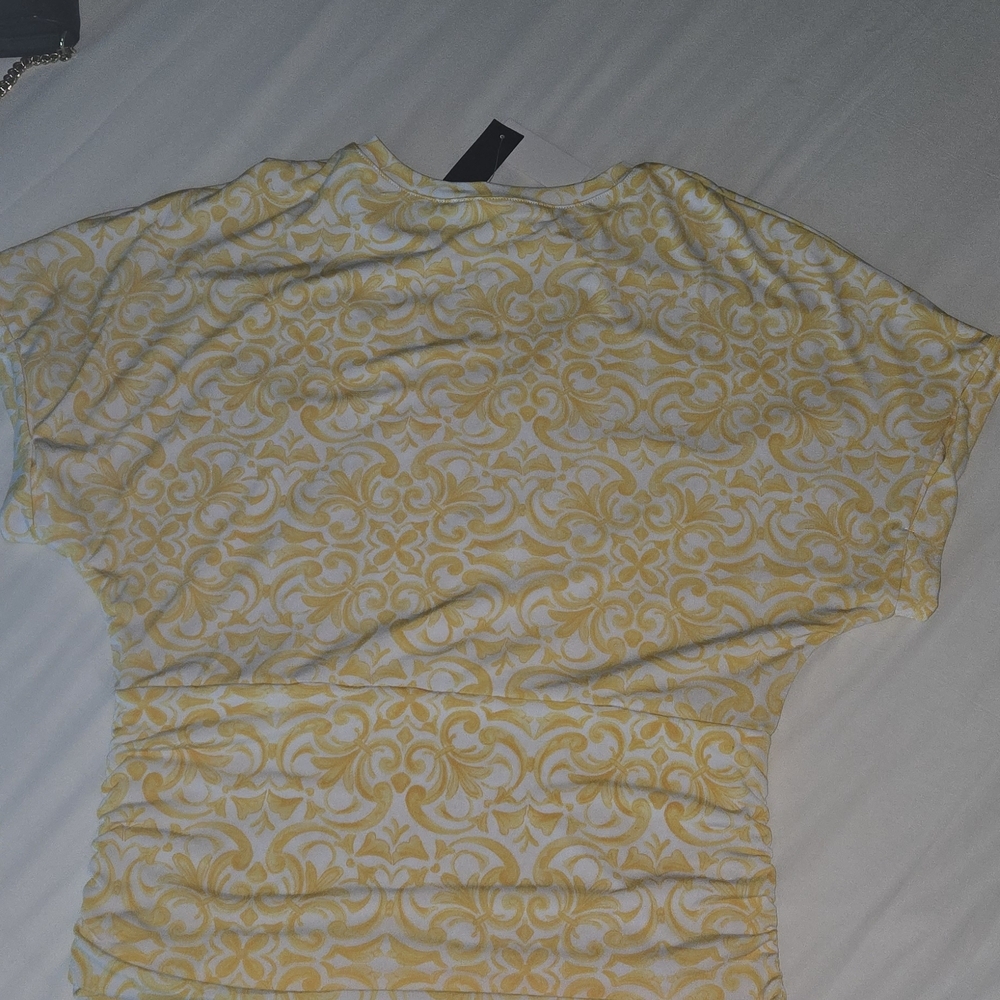 Cynthia Steffe Yellow and White Patterned Blouse - Picture 6 of 6